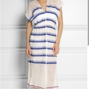 Lemlem - Berta Coverup Dress - Size Small - White w Blue Stripes - Shopbop